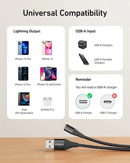 Anker PowerLine+II Lightning Black 1.8 m